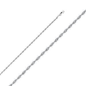 14KW White Gold Solid Rope Chain